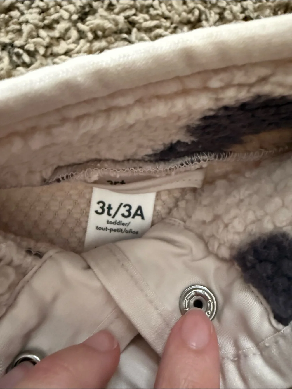 Carter's Cream Sherpa Pullover with Black and Tan Floral Print